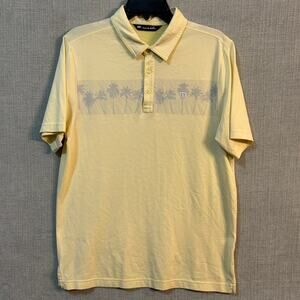 Travis Mathew Yellow Palm Mens Medium Polo Golf Performance